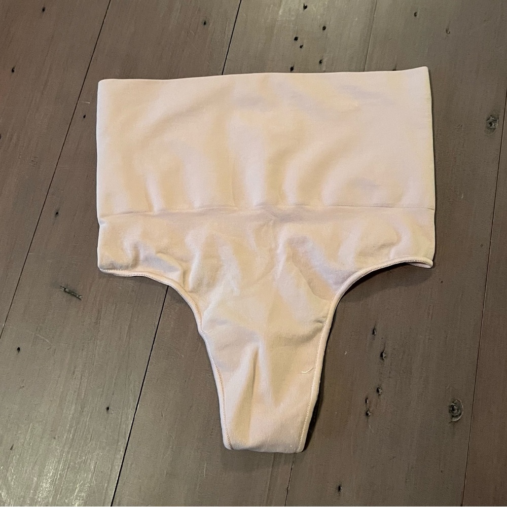 High-Waisted SKIMS Cream Thong Shapewear